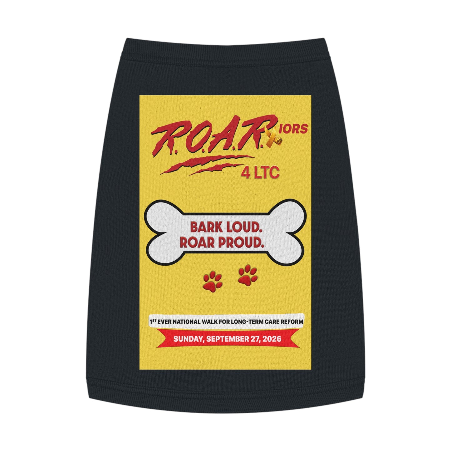 Pet Tank Top - "BARK LOUD. ROAR PROUD" ROAR Walk Charity Dog Shirt (September 27, 2026)