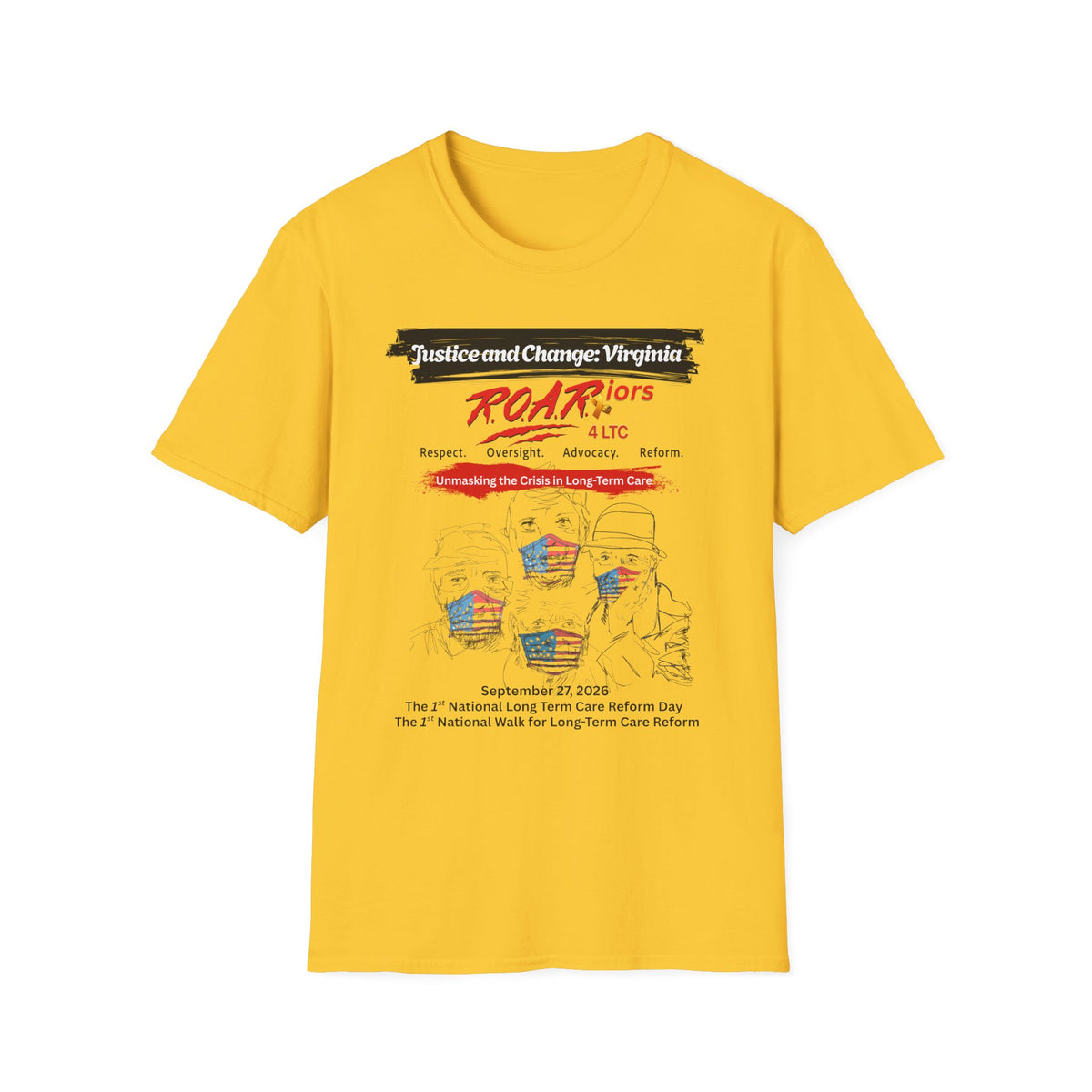 JUSTICE AND CHANGE, VIRGINIA R.O.A.R.iors 4 LTC OFFICIAL WALK 2026 T-SHIRT